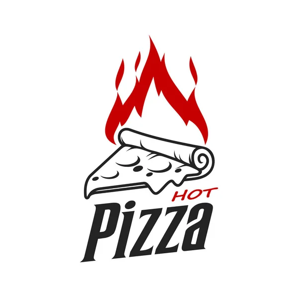 Pizza Icon Fire Flame Pizzeria Italian Restaurant Vector Symbol Pizza — Stock Vector
