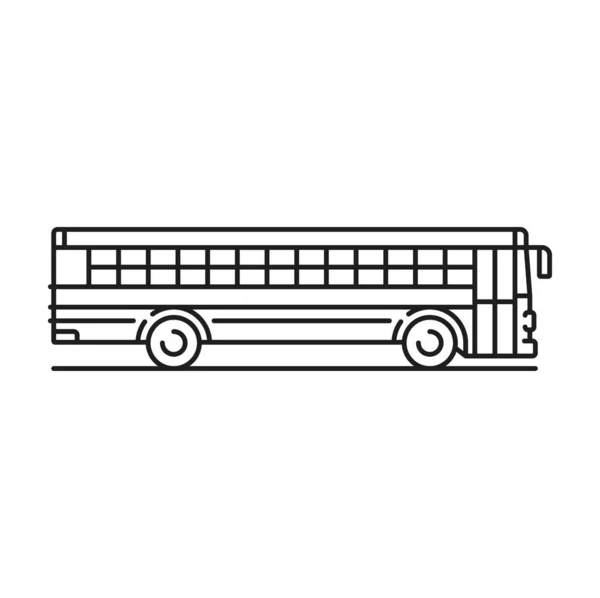 버스얇은 아이콘 여행자와 학생들은 대중교통 대중교통을 이용한다 — 스톡 벡터
