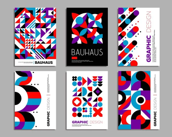 Bauhaus Posters Sjablonen Geometrische Abstracte Achtergrond Patronen Ontwerp Van Evenementenflyer — Stockvector