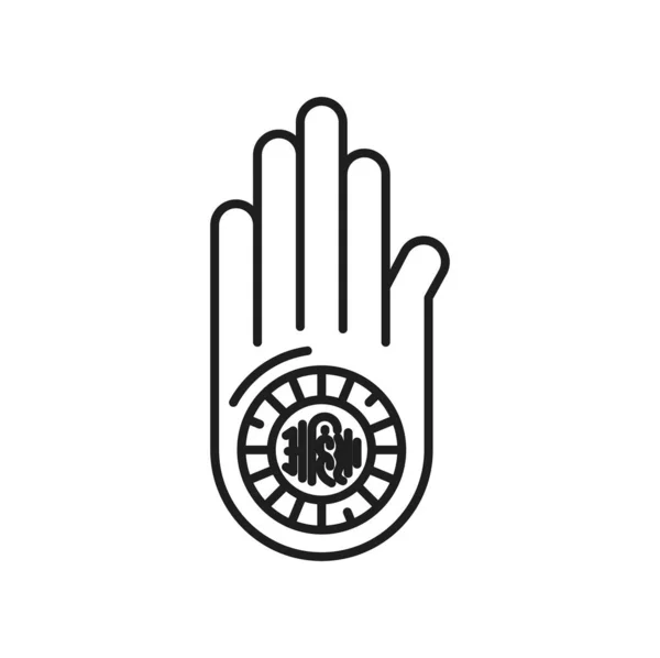 Symbole Religieux Jaïnisme Main Ahimsa Dharmachakra Jain Dharma Icône Vectorielle — Image vectorielle