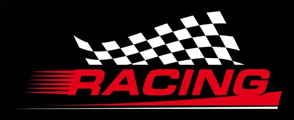 Rally Závodní Sportovní Emblém Dokončit Kostkované Vlajky Speed Race Vinylové — Stockový vektor