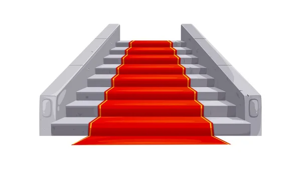 城堡和宫殿的楼梯 红地毯大理石石阶 博物馆走廊楼梯 皇家宫殿石阶或剧场传道梯 幻想舞厅 与地毯隔离的室内元素 — 图库矢量图片