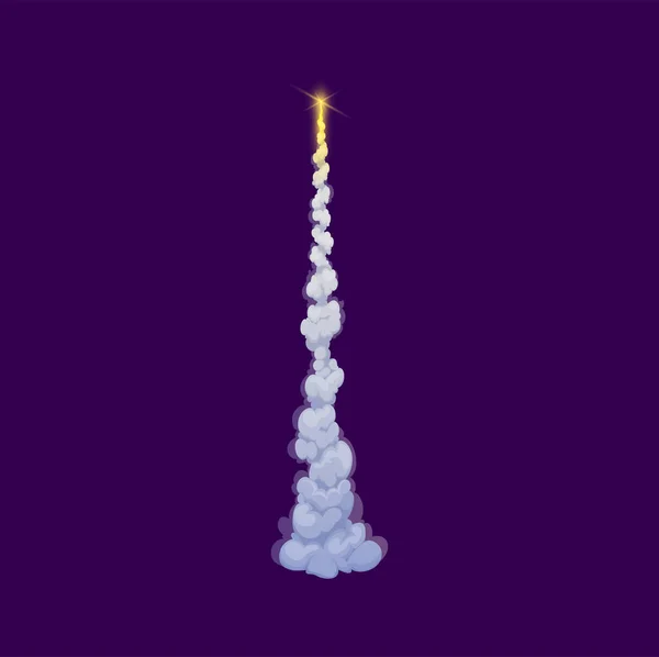 Cartoon Raket Opstijgen Rookspoor Lanceringstrajecten Voor Ruimteschepen Ruimtevaartuigen Opstijgen Van — Stockvector