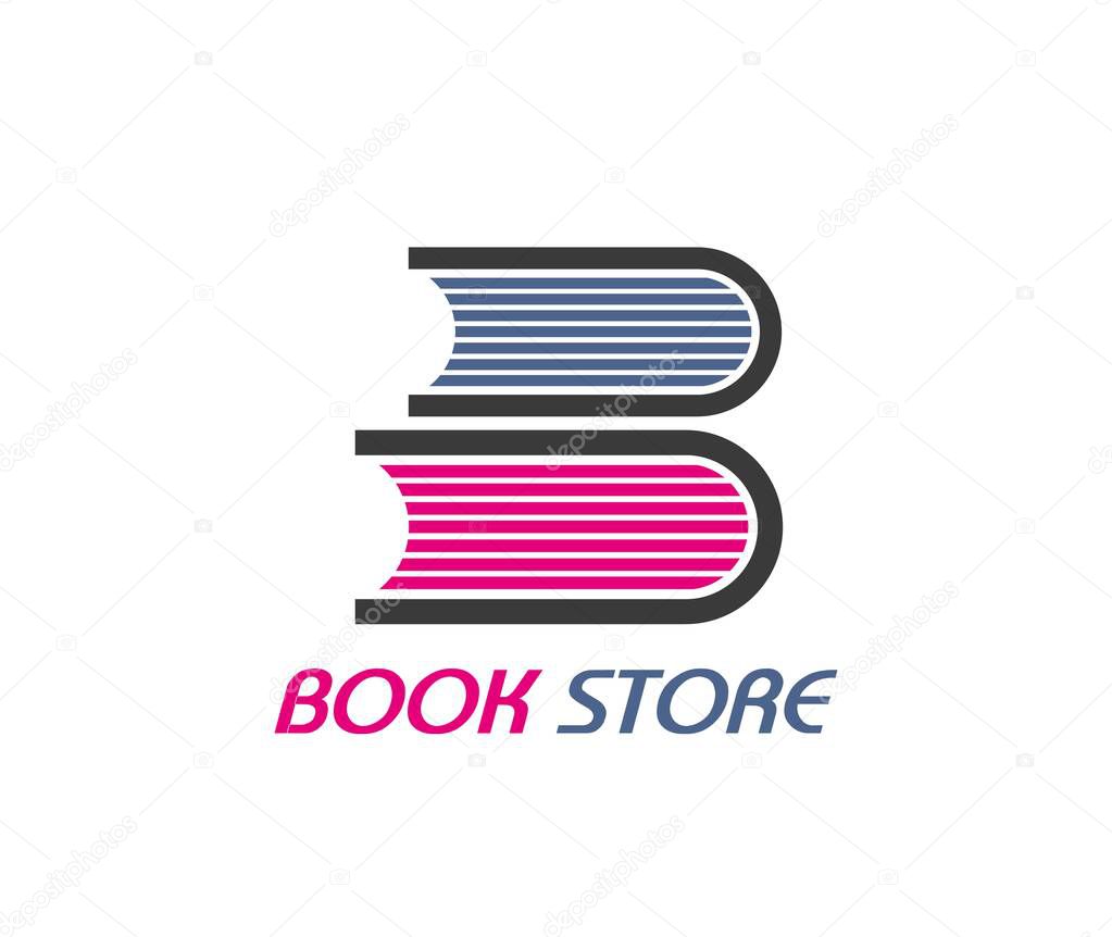 Book store or bookstore icon, library shop and bookshop vector symbol. Ebook app icon for education read and learn or school study application sign of dictionary for digital publishing company