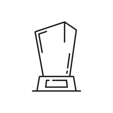 Ödül ödülü ikonu, cam kristalin galibi, vektör şampiyonu spor ödülü. Üsteki kupa kazananı veya madalya kupasının çerçevesi, birincilik ödülü veya en iyi başarı ödülü sembolü