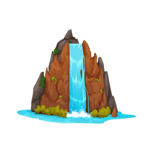 Cartoon Waterfall Water Cascade Vector Nature Landscape Mountain River Water — Stock Vector