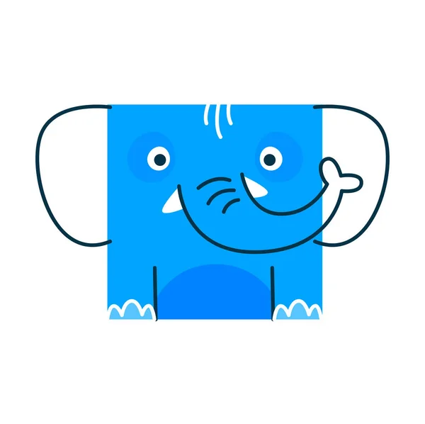 Quadrado Elefante Animal Matemática Personagem Cartoon Forma Geométrica Simples Com —  Vetores de Stock