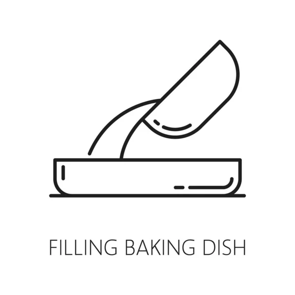 Napełnianie Naczynia Pieczenia Domowe Piekarnie Ciasta Żywności Ikonę Konturu Płyty — Wektor stockowy