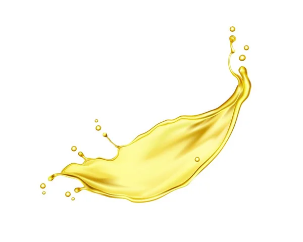 Liquid Yellow Beer Oil Juice Splash Swirl Flow Isolated Realistic — Stock Vector
