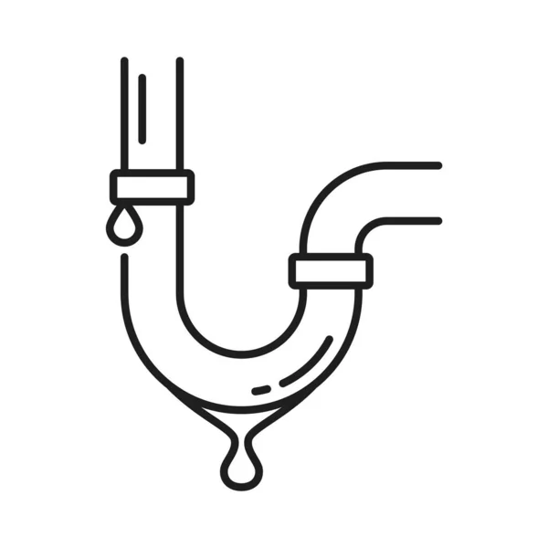 Borusu Sızıntısının Ikonu Tesisatçı Tamiri Için Vektör Çizgisi Sembolü Banyo — Stok Vektör