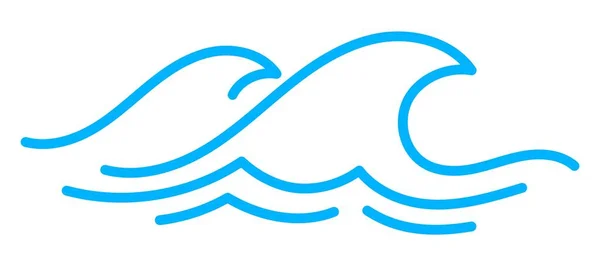 Ikona Linii Fal Woda Morska Oceaniczna Izolowany Wektor Prosty Plusk — Wektor stockowy