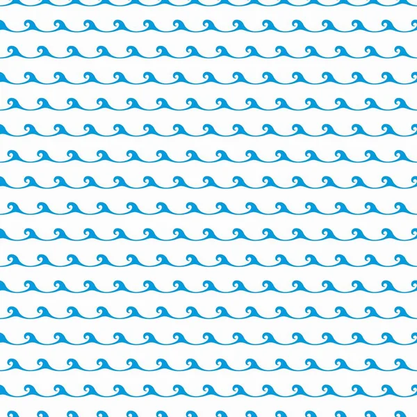 Wellenmuster Meerblaue Linie Nahtloser Hintergrund Vektor Ozean Wellige Kurven Wasserwellenmuster — Stockvektor