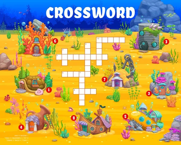 Crossword Quiz Game Grid Com Desenhos Animados Conto Fadas Edifícios — Vetor de Stock