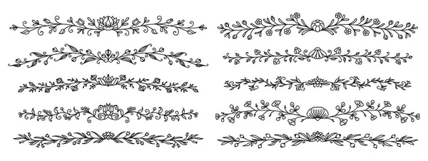 Квіткові Весільні Дільники Кордони Розмежування Розквітлі Віньєтки Сепаратори Векторні Рамки — стоковий вектор