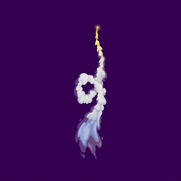 Dessin Animé Fusée Fumée Piste Trace Boule Feu Astéroïde Comète — Image vectorielle