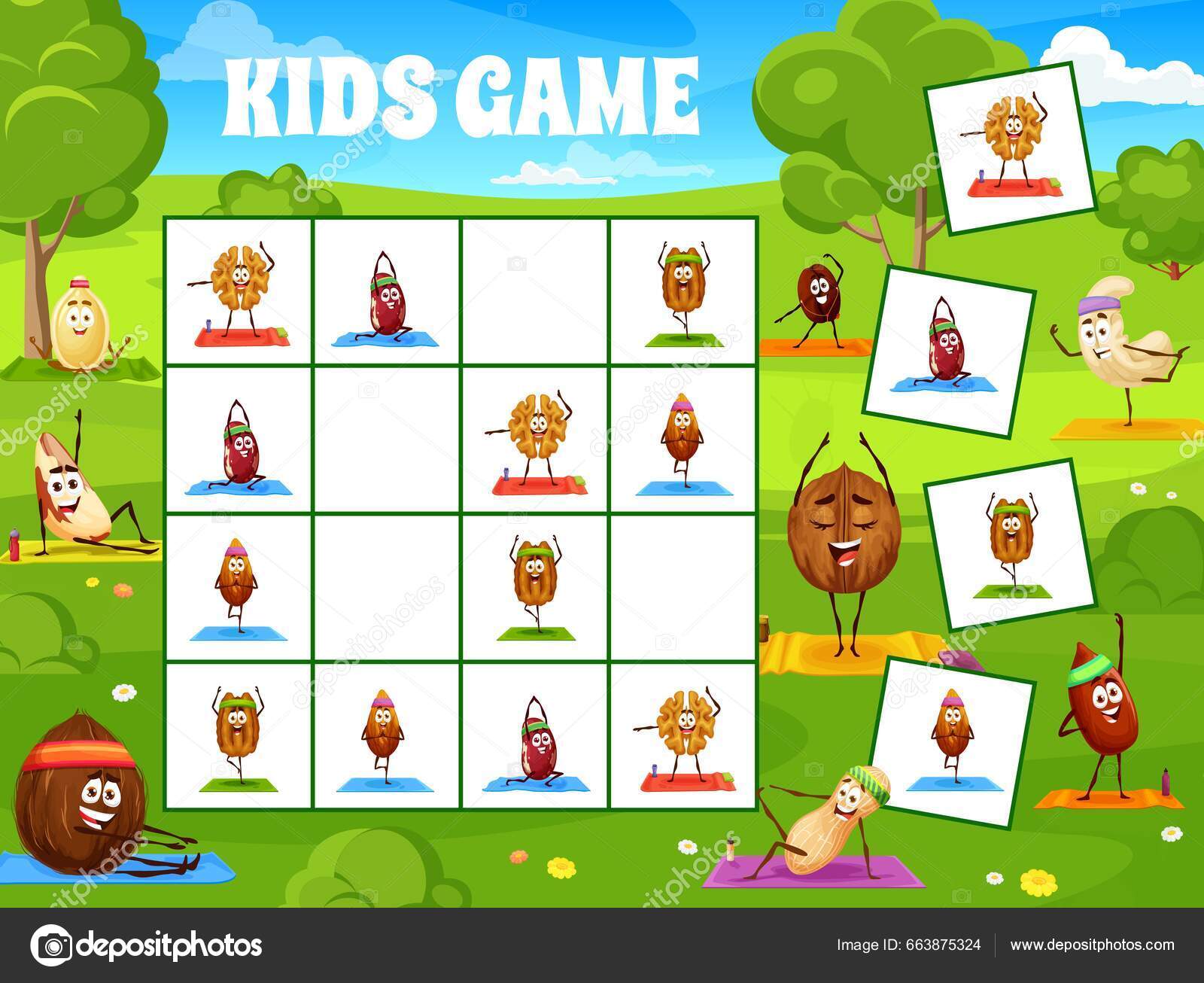 Sudoku para jogo de educação infantil conjunto de comida de