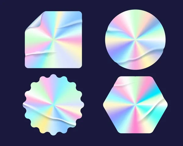 Hologram Stickers Quality Labels Tags Vector Foil Texture Iridescent Gradient — Stock Vector