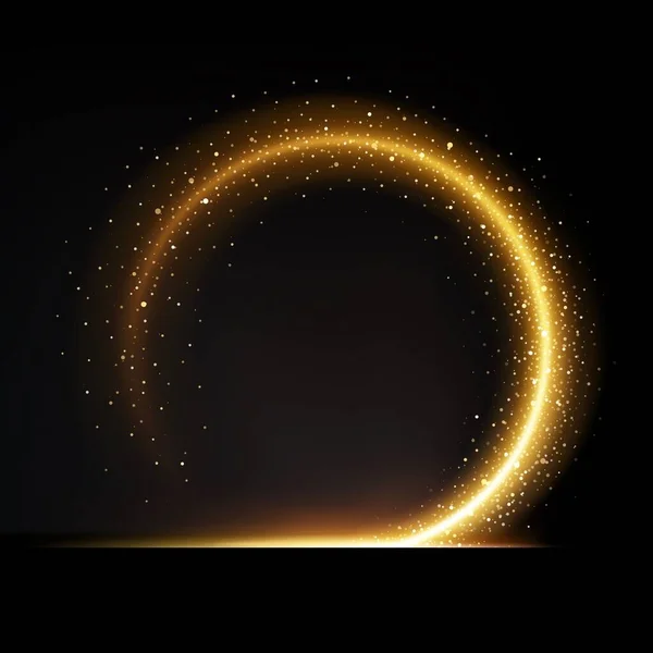 Golden Sparkle Circle Wave Vector Realistic Glow Shaped Energetic Spark — Stock Vector