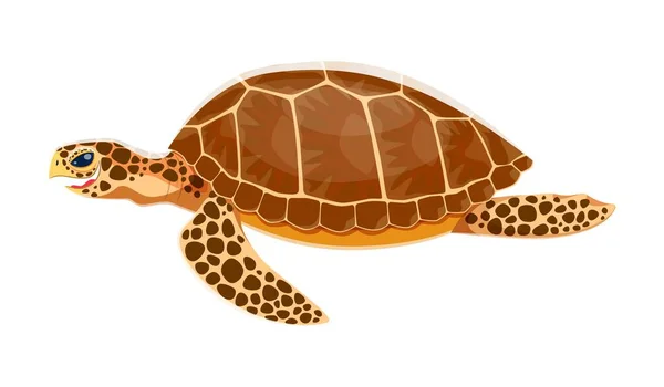 Havssköldpaddsdjur Isolerad Tecknad Vektor Majestätisk Varelse Med Hårt Skal Och — Stock vektor
