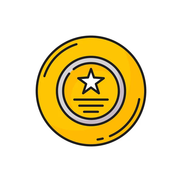 Круглая Табличка Значком Приза Золотая Линия Векторная Медаль Памятная Доска — стоковый вектор