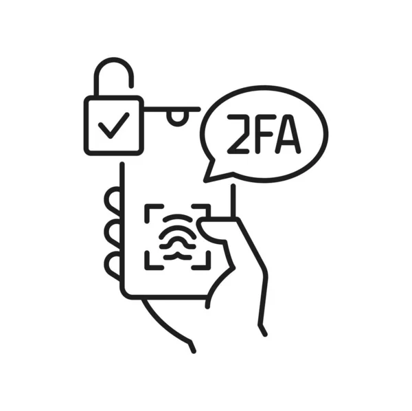 2Fa Twee Factor Authenticatie Icoon Vingerafdruk Verificatie Vector Stap Toegang — Stockvector