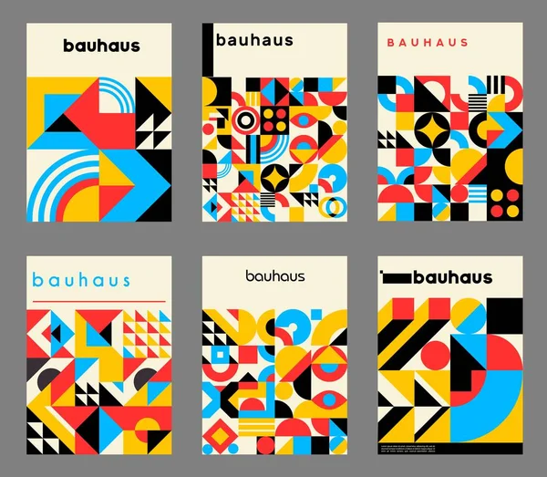 Abstraktní Geometrické Plakáty Bauhausovými Vzory Vektorové Minimální Moderní Pozadí Bauhaus — Stockový vektor