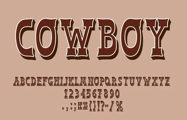 Western Rodeo Font Texas Type Wild West Typeface American Cowboy — Vector de stock