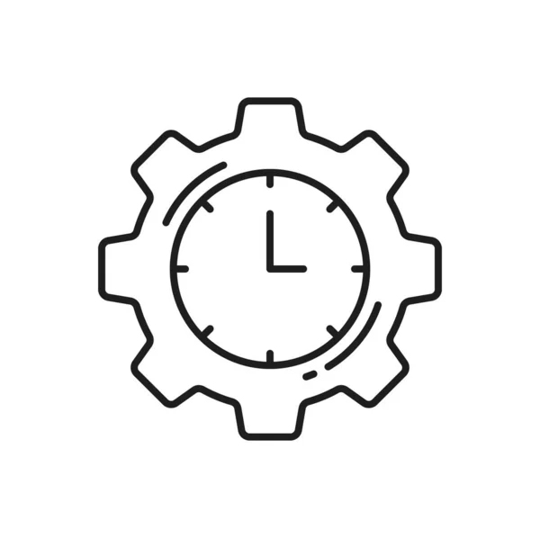 Industriemaschinen Timer Zahnrad Uhrwerk Dünne Linien Umreißen Symbol Vektor Zeitmanagement — Stockvektor