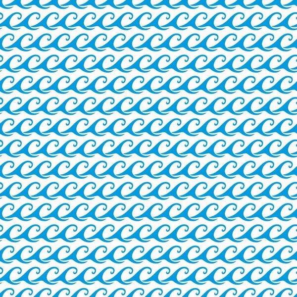 Deniz Okyanus Kıvrımlı Mavi Dalgalar Pürüzsüz Desen Tekstil Yaz Şablonu — Stok Vektör