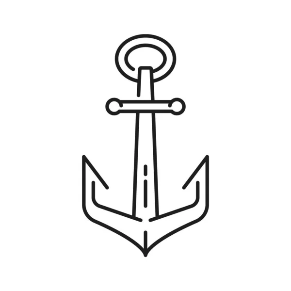 Zeeschip Jacht Anker Dunne Lijn Icoon Nautisch Zeiljacht Metalen Anker — Stockvector
