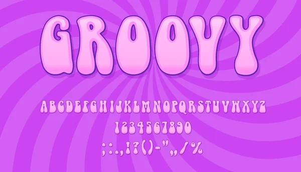 Groovy Schrift Groovy Typ Hippie Schrift Retro Funky Alphabet Vektor — Stockvektor