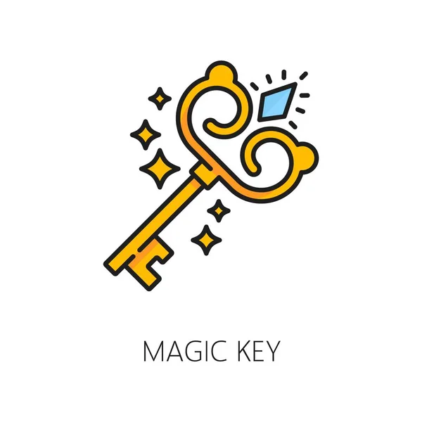 마법의 마법의 아이콘 매혹적 열쇠와 보석은 신비와 숨겨진 비밀을 상징한다 — 스톡 벡터
