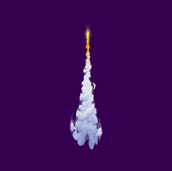 Rocket Smoke Trail Jet Fire Cartoon Spaceship Launch Missile Blast — Stock Vector