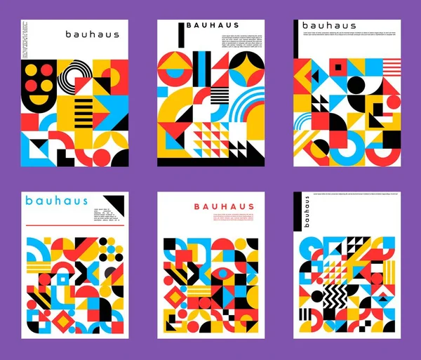 Abstract Geometric Posters Bauhaus Pattern Vector Graphic Shapes Color Circles — Stock Vector
