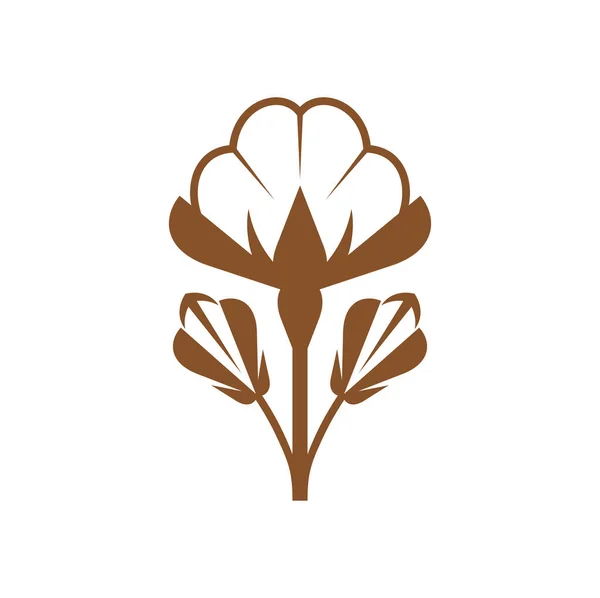 Икона Цветка Хлопка Органическая Натуральная Ткань Векторная Этикетка Эко Био — стоковый вектор