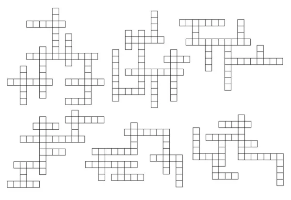 Crossword Game Grids Word Quiz Layout Templates Vector Empty Boxes — Stock Vector