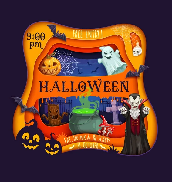 Planilha de quebra-cabeça de palavras de halloween com desenho de  feiticeiro, bruxa, abóbora e fantasmas. quiz de palavras para crianças ou  grade de jogos de enigmas com fantasmas de terror de halloween