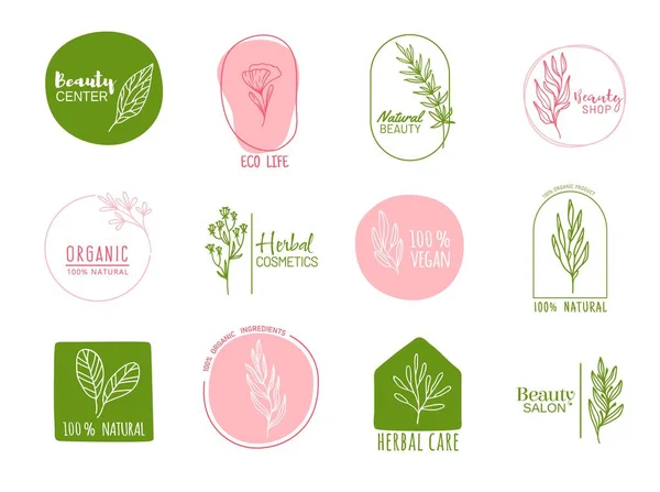 Ekologické Veganské Potraviny Kosmetické Ikony Lázně Symboly Krásy Vektorově Tenkými — Stockový vektor