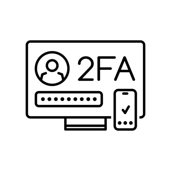2Fa 2要素認証または認証アイコン 薄型携帯電話やコンピュータ画面上のベクトルユーザー本人確認パスワードとログイン通知 ウェブサイトやアプリの安全なログインのための2Fa — ストックベクタ