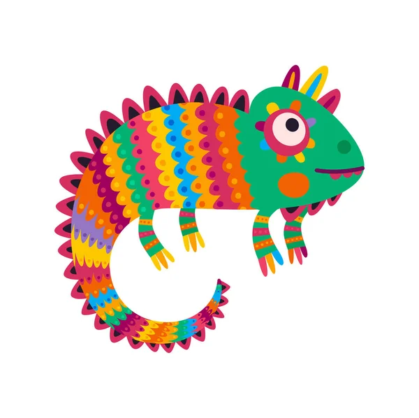 Mascota Iguana Mexicana Dragón Dibujos Animados Salvaje Vector Lindo Camaleón — Archivo Imágenes Vectoriales