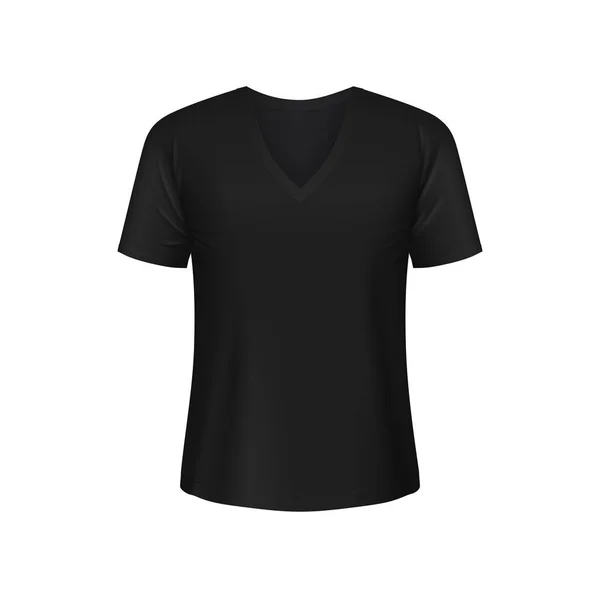 Svart Man Tröja Mockup Framifrån Isolerad Vektor Realistisk Manliga Shirt — Stock vektor