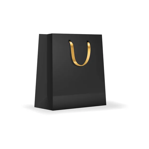 Einkaufstasche Aus Papier Mit Goldenem Henkelgriff Boutique Kartonverpackungen Ladenpapierpäckchen Oder — Stockvektor