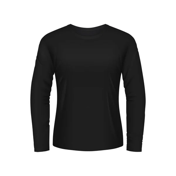 Camisa Negra Manga Larga Para Hombres Aislada Maqueta Vectorial Camiseta — Archivo Imágenes Vectoriales