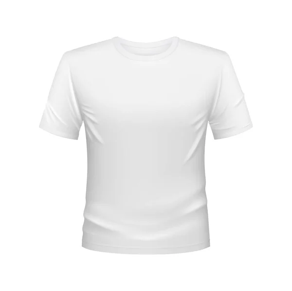 Camiseta Blanca Para Hombres Aislados Maqueta Vectorial Plantilla Camiseta Con — Vector de stock