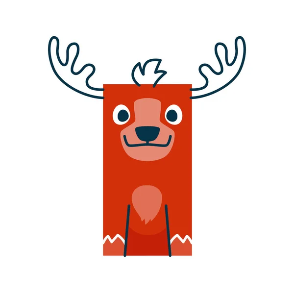 Rectangle Shape Deer Animal Antlers Vector Cartoon Doe Maths Shape — Stock Vector