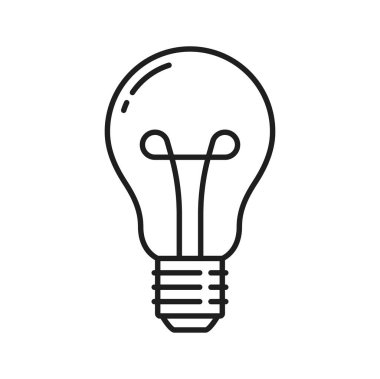 Yanan ampul ya da LED lamba taslak ikonu. Kablo filamanlı retro dizaynlı elektrik tasarrufu ampulü, klasik aydınlatma teknolojisi veya modern LED lamba ana taslak vektör sembolü