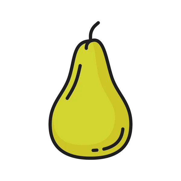 Ripe Garden Pear Edible Fruit Isolated Thin Line Icon Vector — Stock Vector