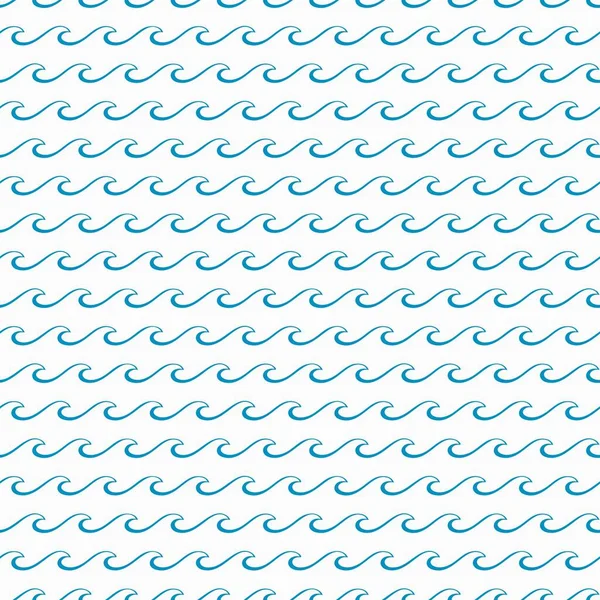 青い海の波シームレスなパターン ベクトル海は 包装紙または布の装飾のための海洋シンプルなスタイルで背景または装飾を飛ばします 横の川の流れライン 繰り返された波の流れ — ストックベクタ