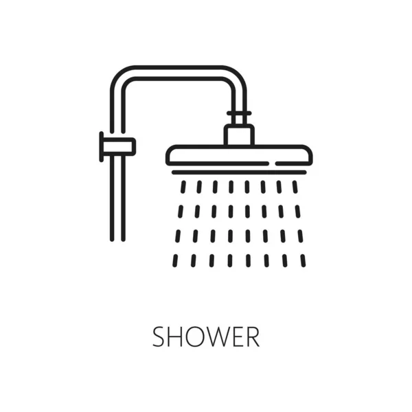 Zuhanyzó Vékony Vonal Ikon Fogalma Nem Gazdaságos Vízfogyasztás Csökkenő Csöpögés — Stock Vector