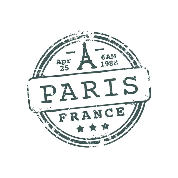 França Paris Selo Tinta Postal Selo Postal País Europeu Com — Vetor de Stock